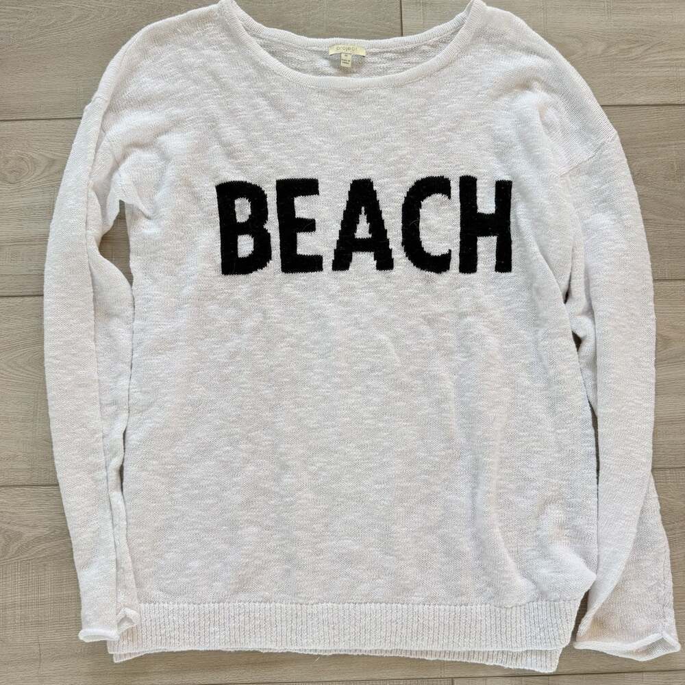 Project Womens M White Knit BEACH Sweater